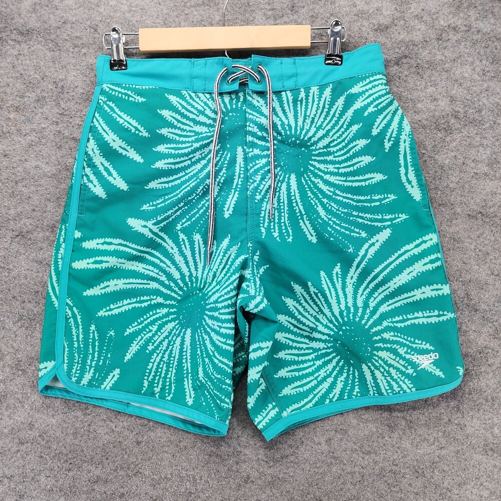 Speedo Swim Trunks Mens Small Green Floral